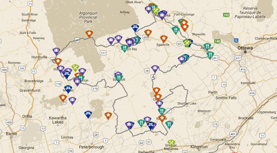 Image of interactive map displaying the Highlands Loop