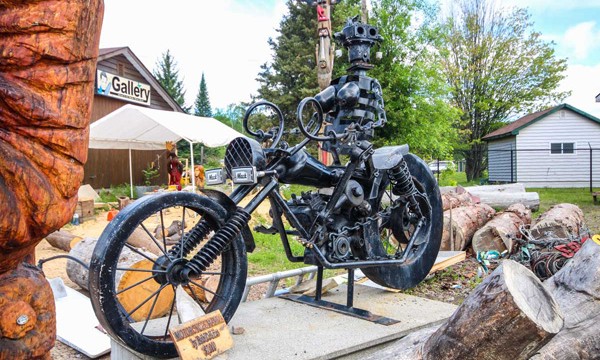  Motorcycle  and wood carving